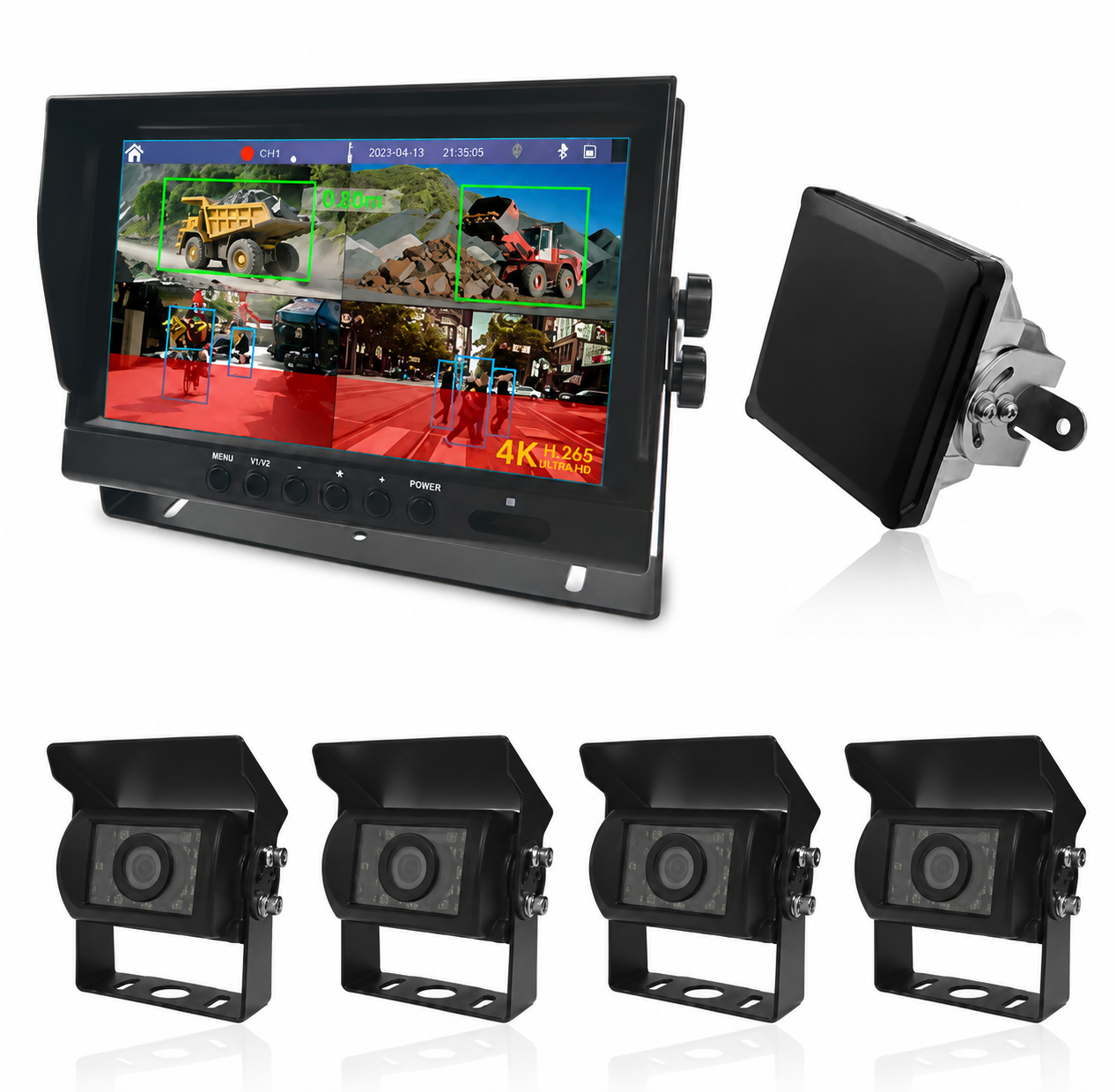 AI Monitor Kit — 4 Cams + 10 m Radar — HAZ-04-C4-M9AI-R15